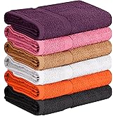Towel and Linen Mart 100% Cotton 6 Pack Bath Towel Set, Quick Dry, Super Absorbent, Light Weight, Soft, (27 x 54 Pack of 6) (27 x 54 6 Pack, Plum, Pink, Beige, Grey, White, Peach)