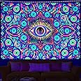 Uspring Blacklight Eyes Tapestry Boho Mandala Tapestries Hippie UV Reactive Wall Tapestry Large Colorful Tapestry Wall Hanging Trippy Abstract Tapestry for Bedroom (51.2 x 59.1 inches)