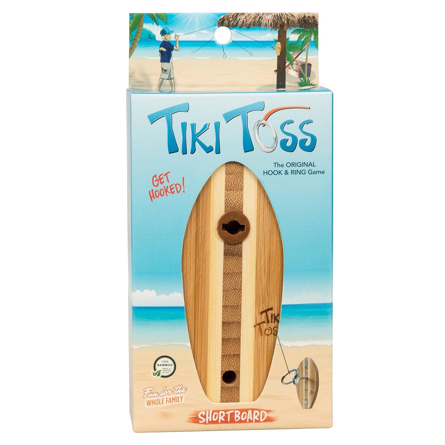 Tiki Toss Hook and Ring Toss Game Short Board Edition 100 Bamboo