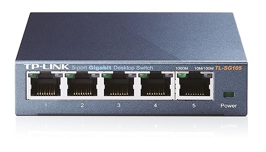 title=TP-Link TL-SG105 Switch Desktop 5 Porte RJ45 Gigabit, 10/100/1000 Mbps, Plug &