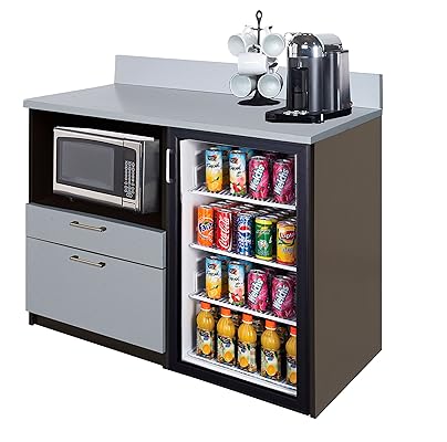 Coffee Kitchen Cabinet, Espresso/Silver Metallic, Factory Assembled