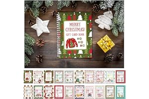 Motiskyy Christmas Gift Card Book 7 x 5 Inch Merry Christmas Booklet Organizer Greeting Card Album Keeper Personalized Gift for Merry Xmas Party Supplies(1 Pcs,Retro)