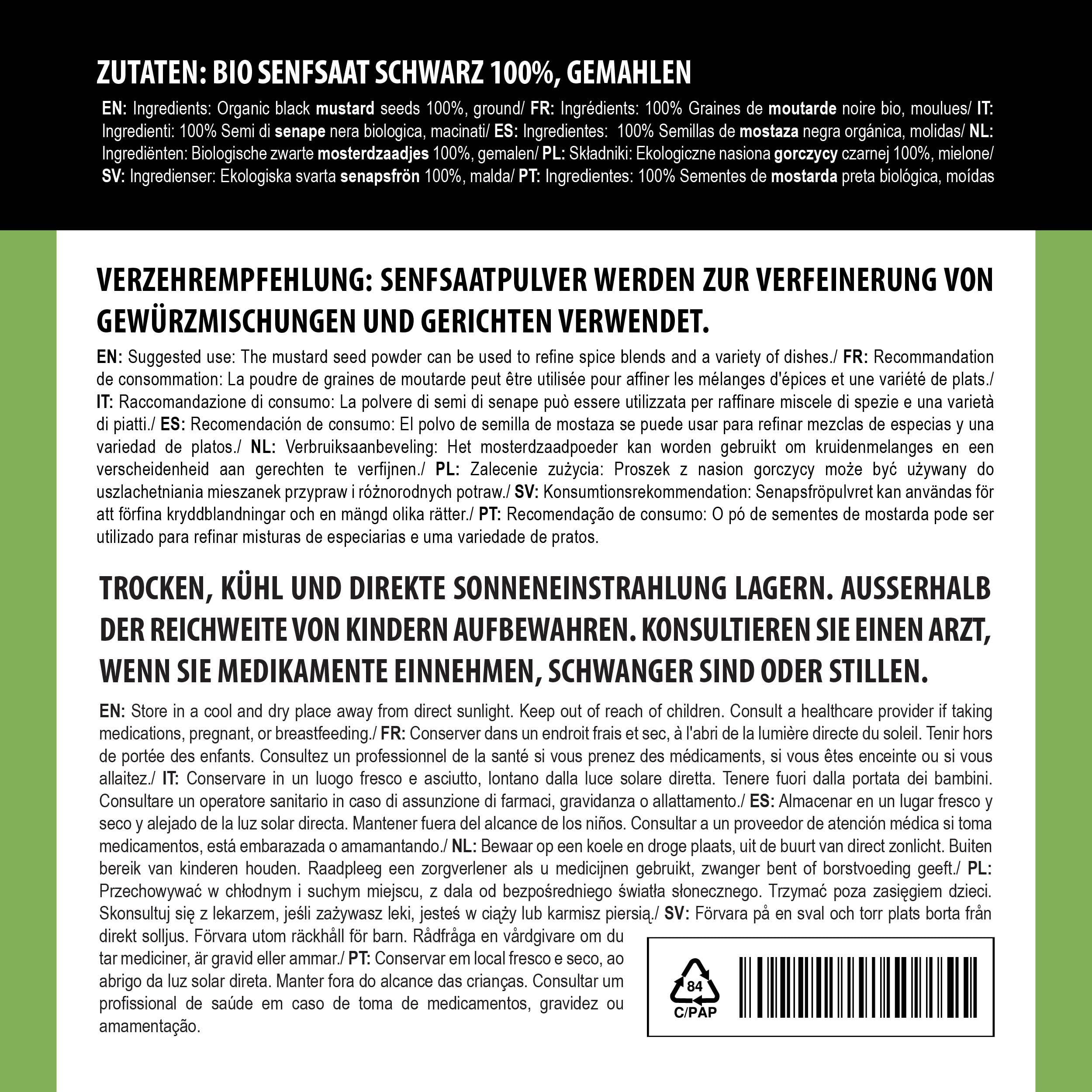 Alpi Nature Senfmehl BIO schwarz braun 500g, Senfpulver bio, Senfmehl schwarz, Senfkörner gemahlen 3