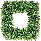 Petalyn 24 Inch Large Boxwood Wreath, Spring Summer Artificial Green Wreaths for Front Door Farmhous Wedding Window Hanging Wall All Year Round Indoor & Outdoor St Patrick's Day Decor
