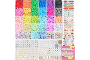 BestNow Friendship Bracelet Making Kit with 28 Colors 4200Pcs Clay Beads 400Pcs Letter Beads for Jewelry Making Cute Charm Number Heart & Pattern Beads Ideal Gifts for Girls 6-13