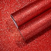 CHIHUT Red Glitter Wallpaper 15.7''x100'' Sparkle Glitter Fabric Peel and Stick Wallpaper Roll Self Adhesive Removable Red Glitter Contact Paper Decorative for Walls Dresser Vanity Photo Background