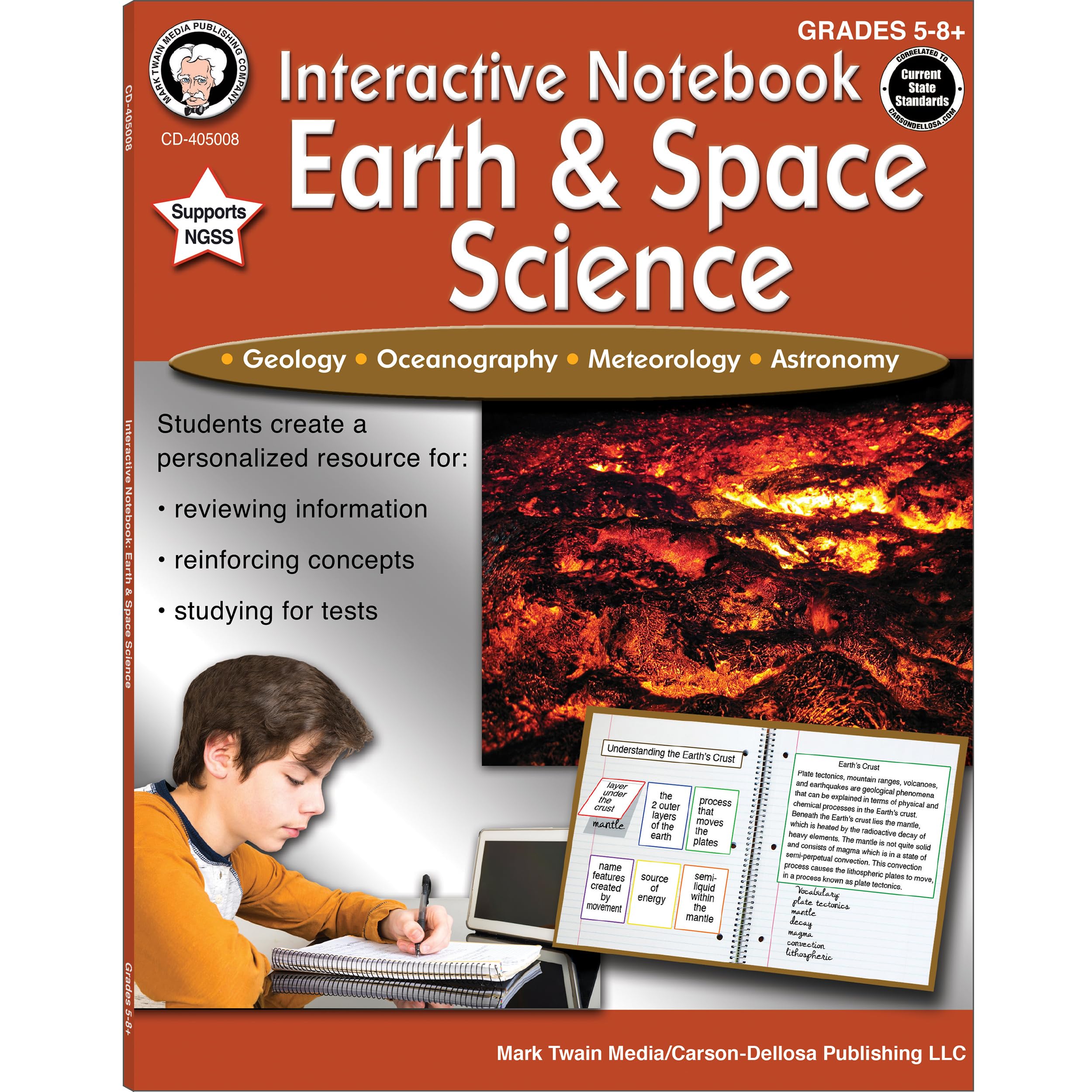 Mark Twain Earth & Space Science Interactive Books, Grades 5-8, Geology, Oceanography, Meteorology, and Astronomy Books, 5th Grade Workbooks and Up, ... Homeschool Curriculum (Interactive Notebook)