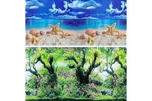 XCNO Fish Aquarium Background Poster Beach Fish Backdrop for Aquarium 10 20 Gallon Tank Wallpaper Fish Tank Background Double Sides Fish Tank Stickers