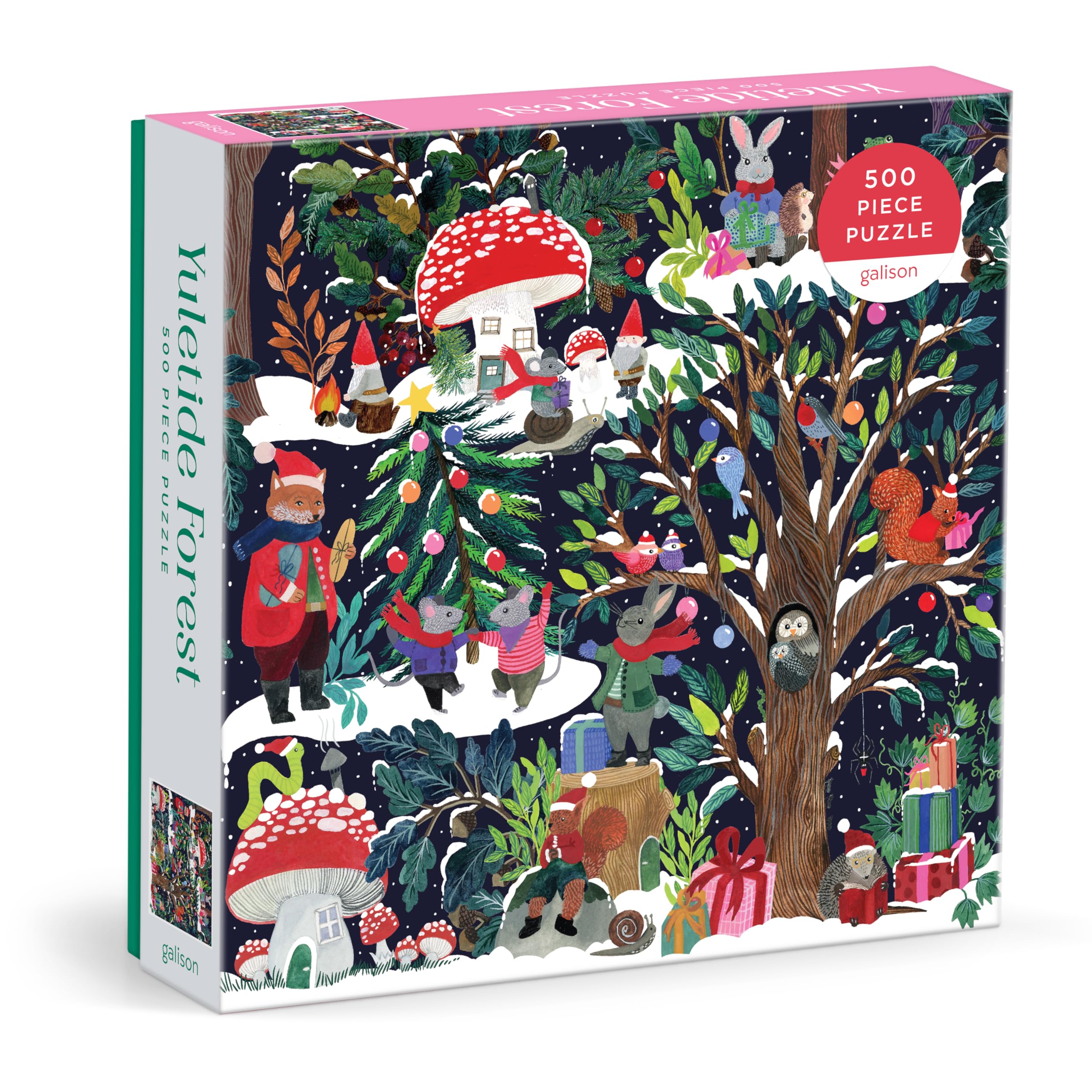 Galison Yuletide Forest – 500 Piece Jigsaw Puzzle Featuring Beautiful Artwork of A Wintery Holiday Wonderland in The Forest