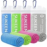 Sukeen 4 Pack Cooling Towels (40"x 12"), Cooling Neck Wraps, Soft Ice Towel | Lightweight,Absorb moisture,Long Last,Mesh Breathable for Sports,Outdoors,Yoga,Tennis,Golf,Running,Gym,Camping,Campus,Travel