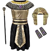Egypt Pharaoh Costume for Kids Boys Ancient Egyptian King Outfit Kit Halloween Role-Play