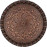 Alisveristime Turkish Ottoman Coffee Tea Serving Tray – 11.8 Inches, Wavy Zamac Tray with Traditional Motifs, Available in Five Color Variations (Copper)