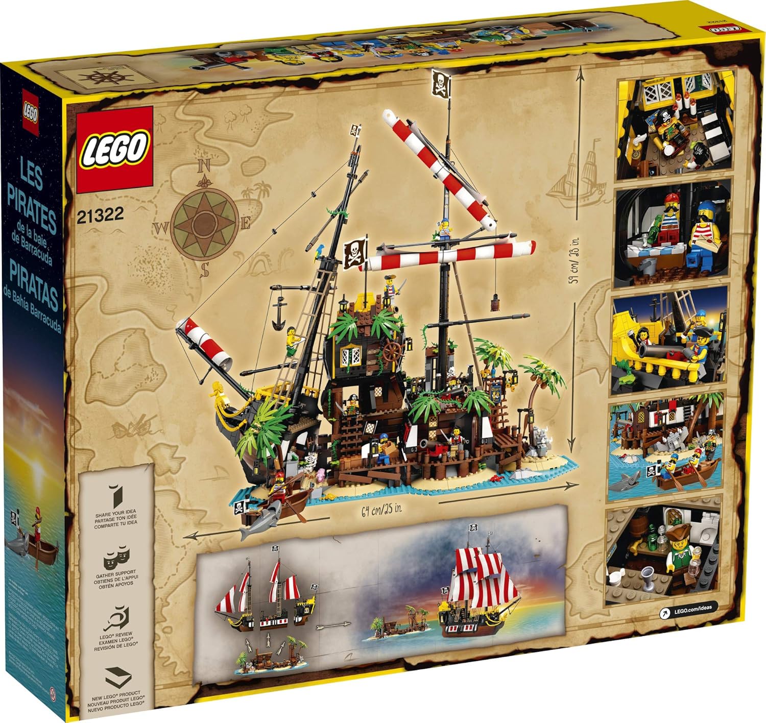 LEGO Ideas Pirates of Barracuda Bay 21322 Building Kit, Cool Pirate Shipwreck Model with Pirate Action Figures for Play and Display, New 2020 (2,545 Pieces): Toys & Games