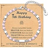 EFVISD 4-18 Year Old Girls Birthday Gifts, Sweet Tiny Gemstone Beaded Birthday Bracelets with Happy 4-18th Birthday Message Card for Daughter/Granddaughter/Niece/Sister/Best Friend