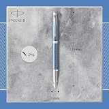 Parker IM Fountain Pen Premium Blue Grey Chrome Trim Fine Point Gift Box view 2