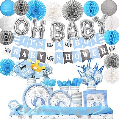 All in one Elephant Baby Shower Decorations For Boy, UK Ubuy