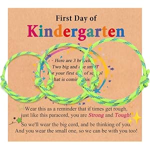 First Day of School Bracelet 3 Pack, Dad Mommy and Me Family Bracelets | First Day of Kindergarten Preschool Pre K Back to Sc