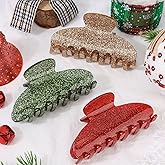 Christmas Claw Clips for Women Red Green Gold Clips for Thick Hair Cute Christmas Hair Accessories Holiday Party Outfit