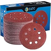 S SATC 72 PCS 5 Inch 8 Hole Hook and Loop Adhesive Sanding Discs Sandpaper for Random Orbital Sander 40 60 80 120 180 240 320 Grits