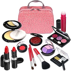 ROKKES Cosmetic Toy Kids Makeup Kit - Realistic Toys Makeup Set Kids Cosmetics,Safe & Non-Toxic Toy Makeup Girl Birthday Gift for 4-10 Year Old Girls Fit Role-Play,Ideal Birthday and Christmas?