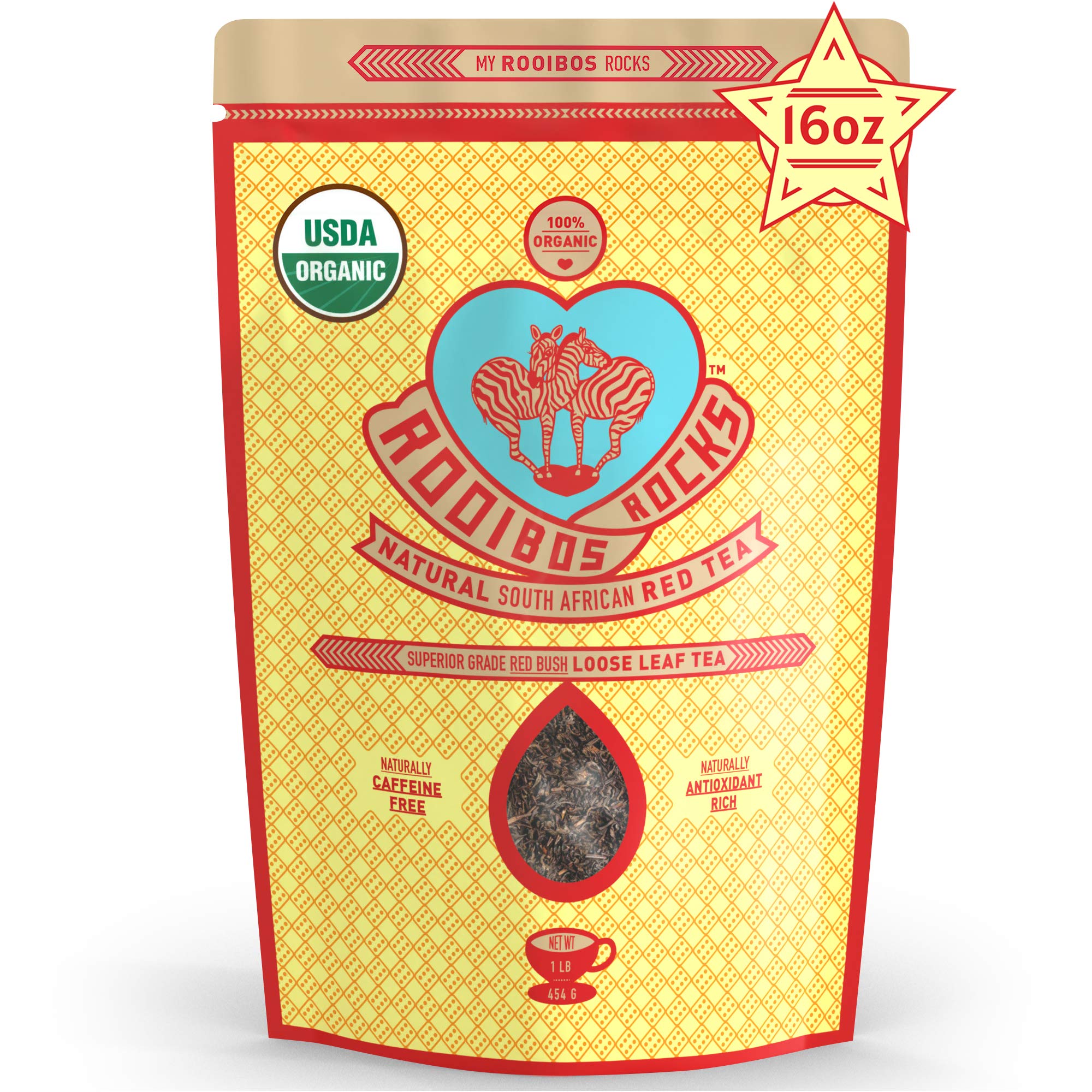 Rooibos Rocks Loose Leaf Rooibos Tea 16oz USDA Organic Naturally