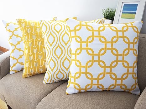 Howarmer Canvas Cotton Throw Pillows Cover For Couch Set Of 4