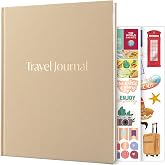 Travel Journal With Daily Prompts - A5 Vegan Leather, 100 Recycled Pages, Pocket For Mementos, Perfect Travel Gift