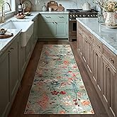 PureCozy Floral Runner Rug 3x7 Washable Hallway Long Green Bedroom Carpet Non Slip Indoor Boho Kitchen Low Pile Accent Rug Lightweight Soft for Bathroom Dining Laundry Living Room