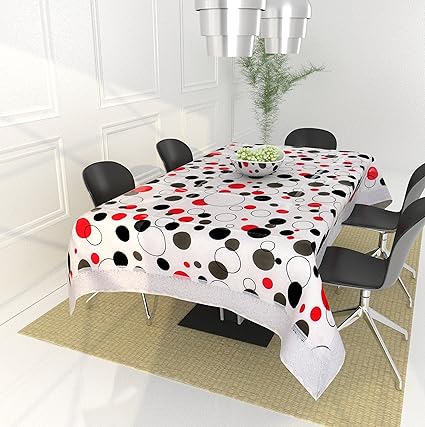 Shri Anand Creations Black and White Water Proof/Oil Proof Table Cover/Table Cloth for Center Table/Dining Table