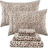 Drozeeo Leopard Sheets Queen, Microfiber Cheetah Sheets, Brown | Animal Prints, Soft Breathable &amp; Cooling Bed Sheets for Women, Deep Pocket, Elastic Corner Straps
