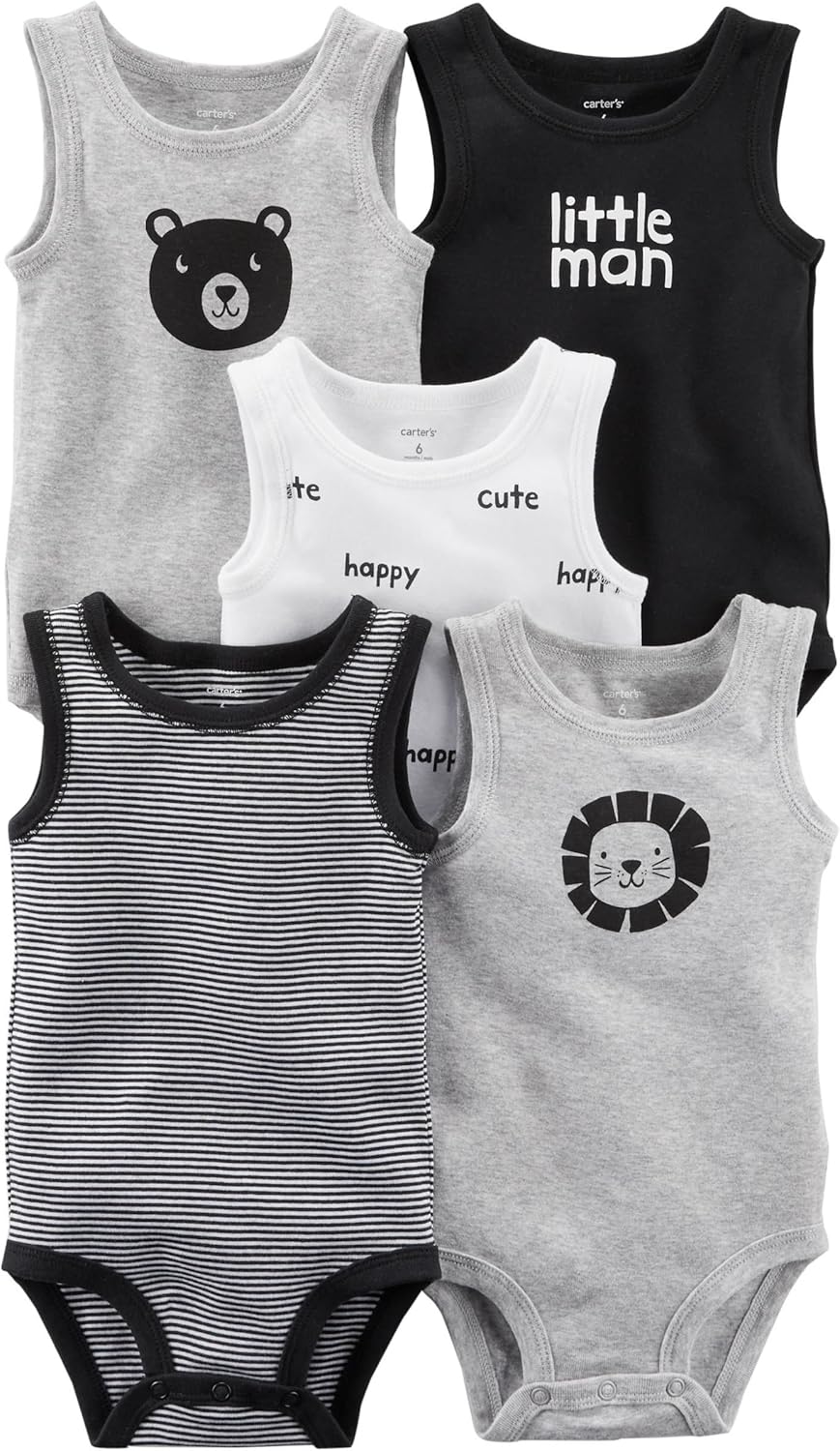 Carter's Carters' Baby Boys 5 Pack Bodysuit Set, Animal