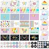 Decorably 24 Pack Foiled 6x4in Assorted Rainbow Thank You Cards with Envelopes & Stickers, 24 Unique Designs for Friends, Family & Loved Ones, Blank Inside - All Occasions, Wedding, Birthday, Gifting