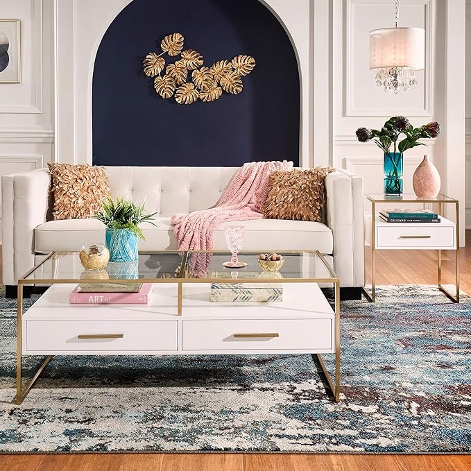 White and Gold Living Room Table Set Bold Bohemian Eclectic