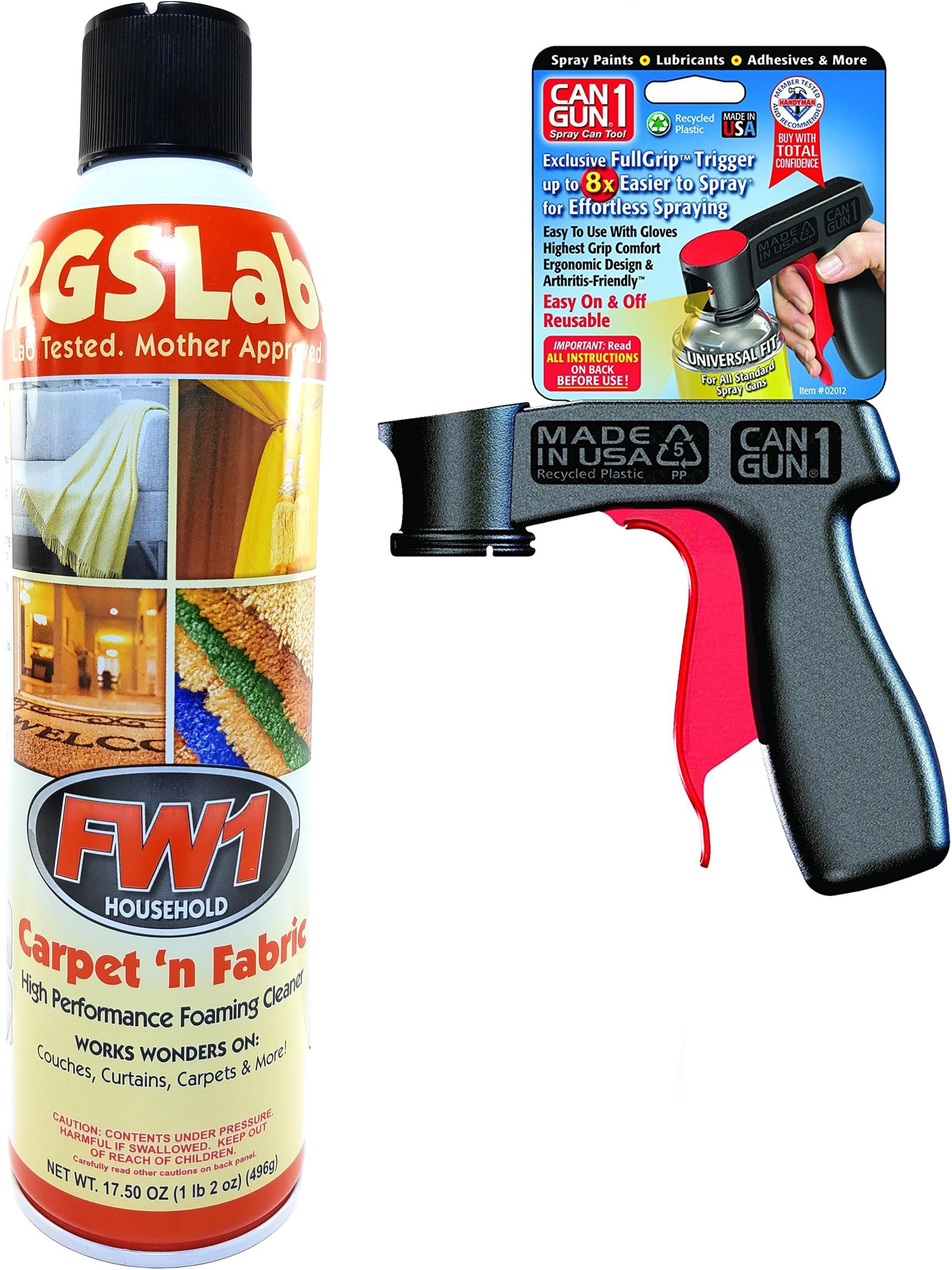 FW1 Carpet 'n Fabric Waterless Cleaner & Deodorizer for Home by Fast Wax (Can + CanGun, 12)