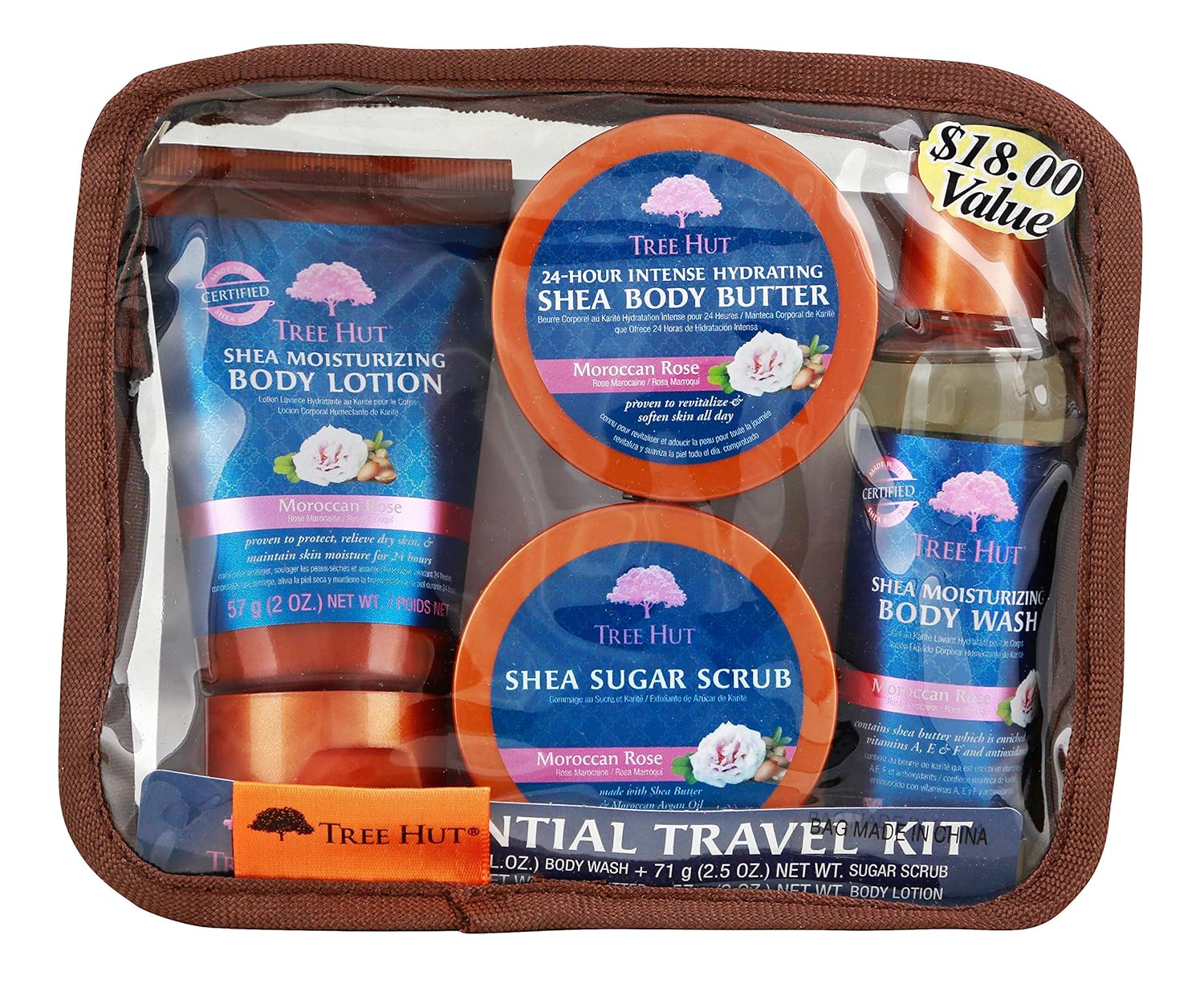 Tree Hut Essential Travel Kit, Moroccan Rose, 4 Items in