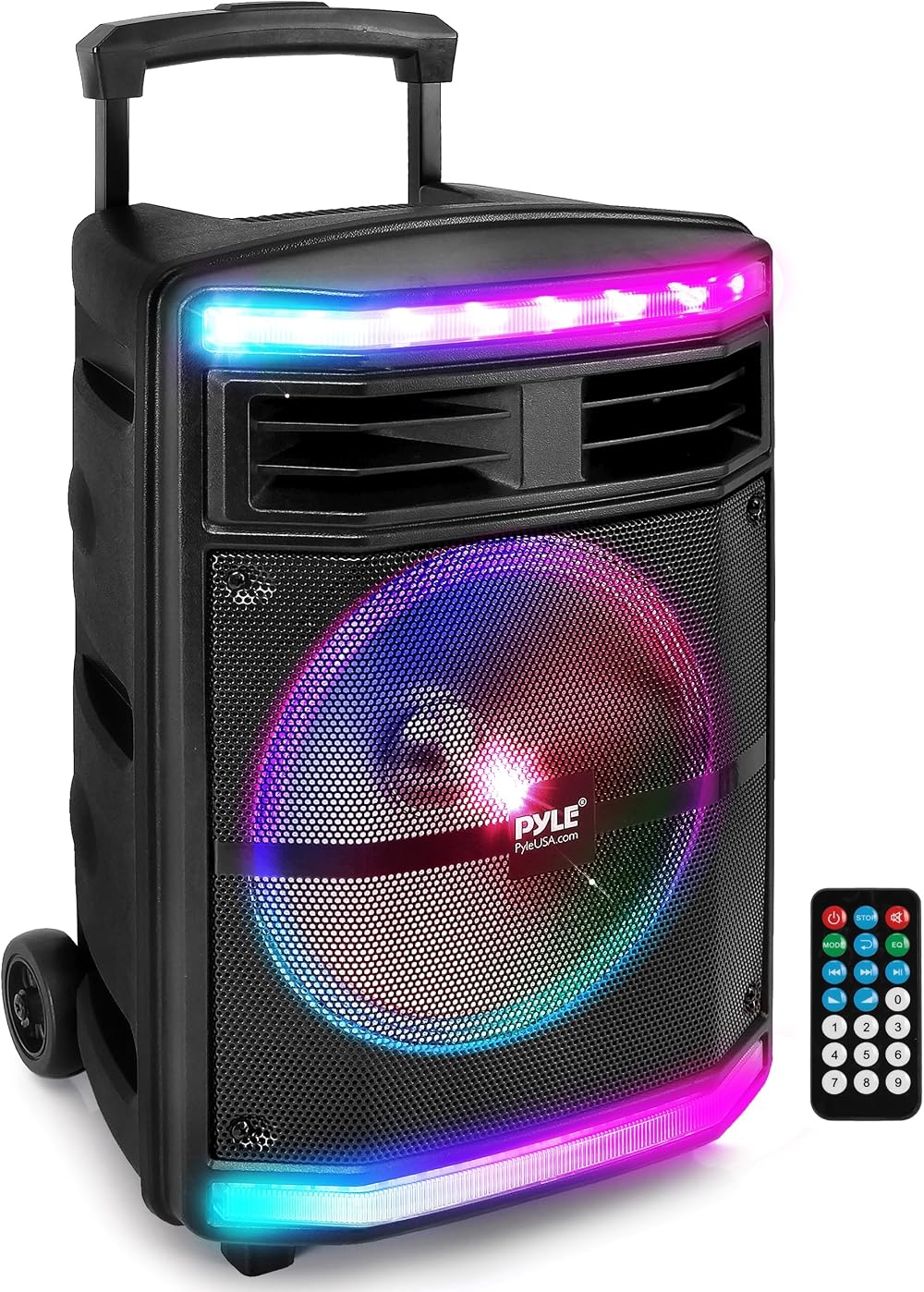 Pyle Portable PA Speaker Bluetooth 600W Karaoke with Wheels & Lights