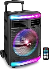Pyle Portable PA Speaker Bluetooth 600W Karaoke with Wheels & Lights