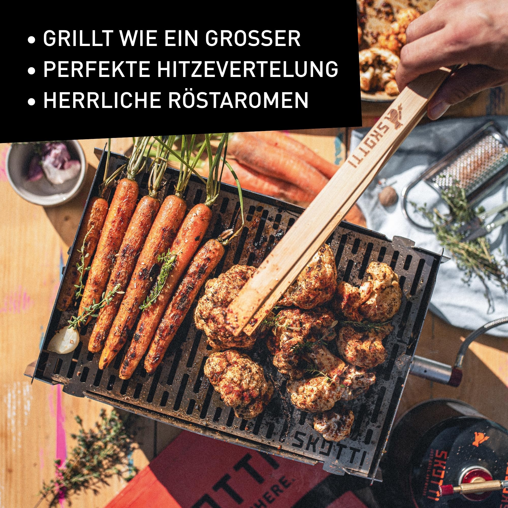 SKOTTI Grill Gas, Camping Grill Gas klein, Ideal für Camping, Festival oder Balkon, Gasgrill für Gaskartuschen, Kleiner faltbarer Campinggrill, Steckbarer Campingkocher für Grillen und Kochen 6