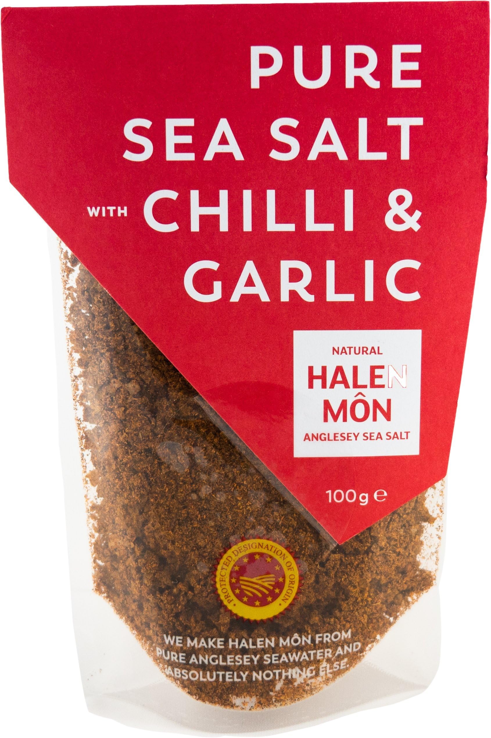 Halen Mon Chilli & Roasted Garlic Sea Salt PDO 100g
