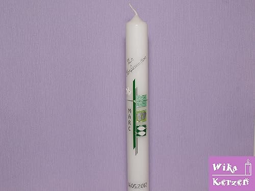 Kommunionkerzen Konfirmationskerze Kerze zur Kommunion Taufkerzen Mädchen Junge 400x40mm inkl. Beschriftung alle Motive Handg