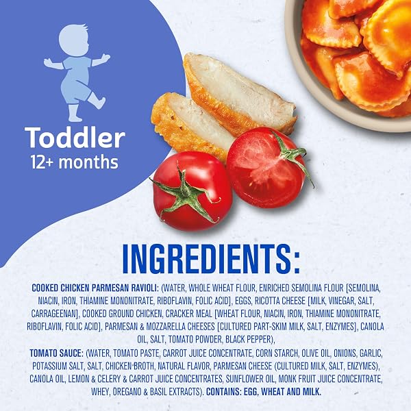 GERBER TODDLER FOOD, CHICKEN PARMESAN RAVIOLI PICK-UPS, MEALTIME FOR TODDLER