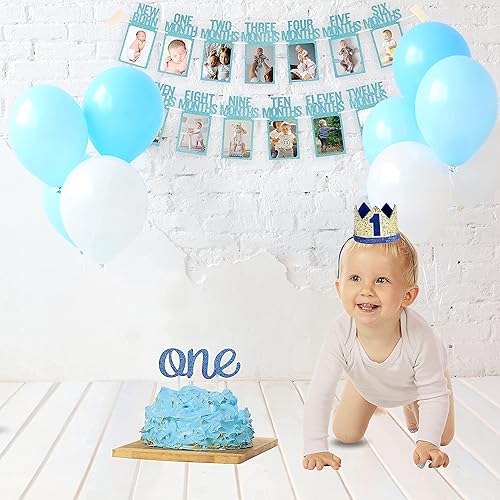 PartyHooman 1st Birthday Photo Banner for Baby from Newborn to 12