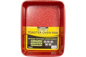 casaWare 8 x 6 x 1.75-Inch Toaster Oven Ultimate Series Commercial Weight Ceramic Non-Stick Coating Pan (Red Granite)