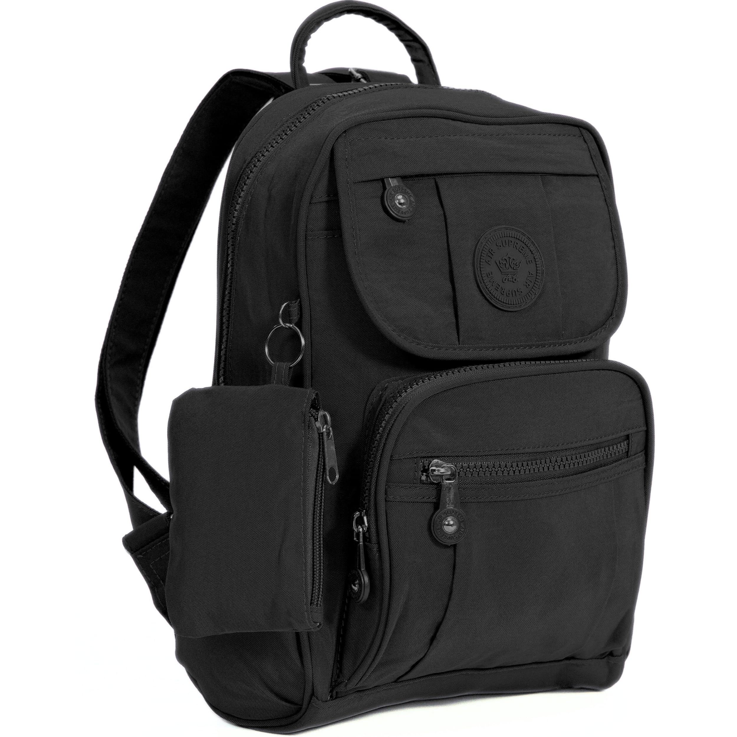 Big Handbag Shop Lightweight Fabric Mini Backpack Rucksack School Work Travel Gym College Bag (Black)