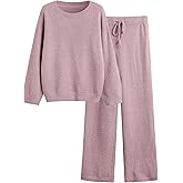 GKBK Lounge Sets for Women 2 Piece Fuzzy Fleece Pajamas Long Sleeve Oversized Lounge Set 2025 Fall Winter Trendy