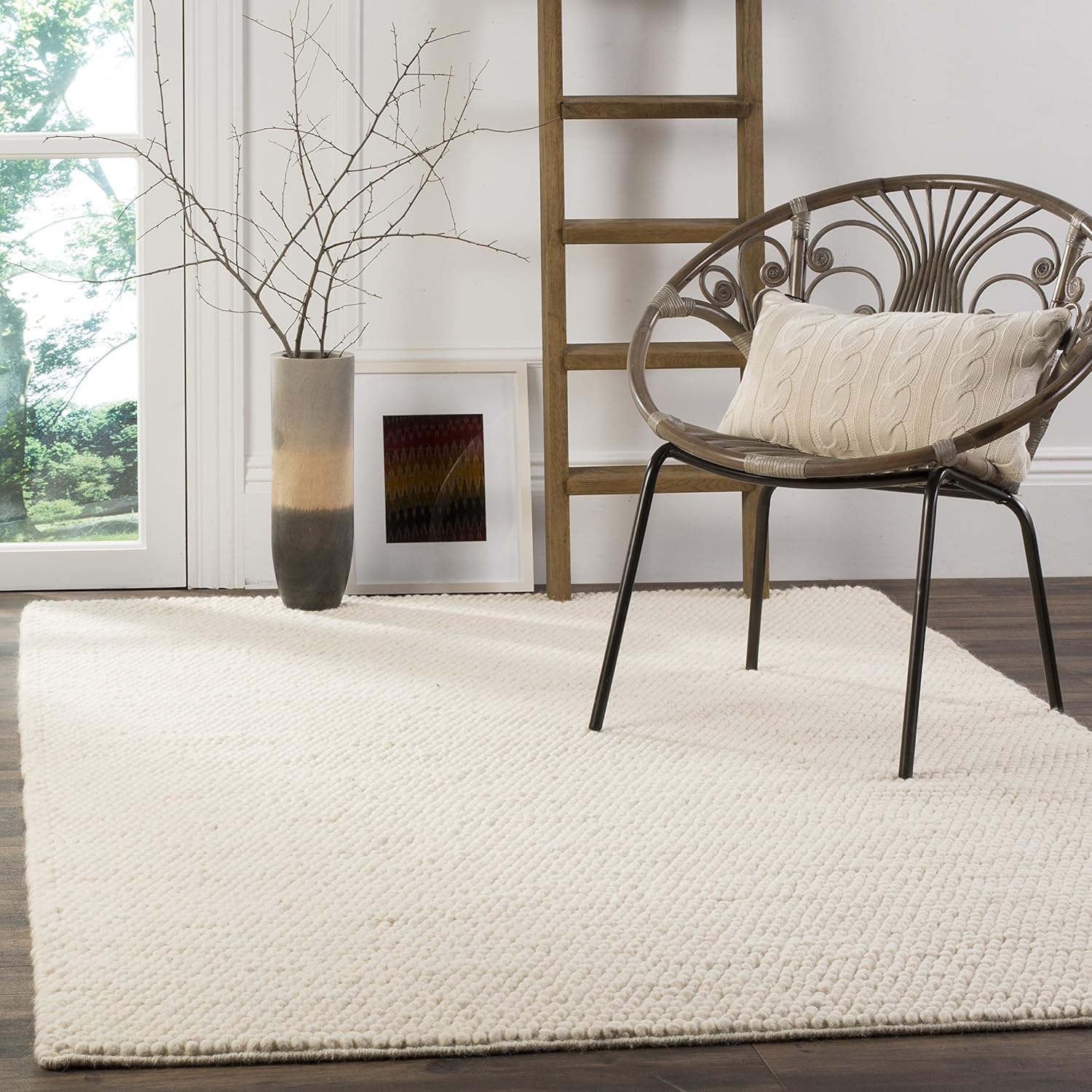 Rugs, Pads & Protectors - SAFAVIEH Natura Collection Area Rug - 9' x 12', Ivory, Handmade Wool, Ideal for High Traffic Areas in Living Room, Bedroom (NAT620A)