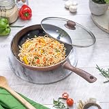 nuovva Non Stick Induction Wok Pan 28 cm with Glass Lid view 2