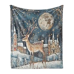 Ambesonne Christmas Throw Blanket, Xmas Eve Starry