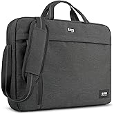 Solo New York Briefcase - Laptop Carrying Bag for Women & Men, Brief for Travel & Work, Front Zippered Pockets, Adjustable Shoulder Strap, Fits 15.6" Computer - Rivington Slim, Gray