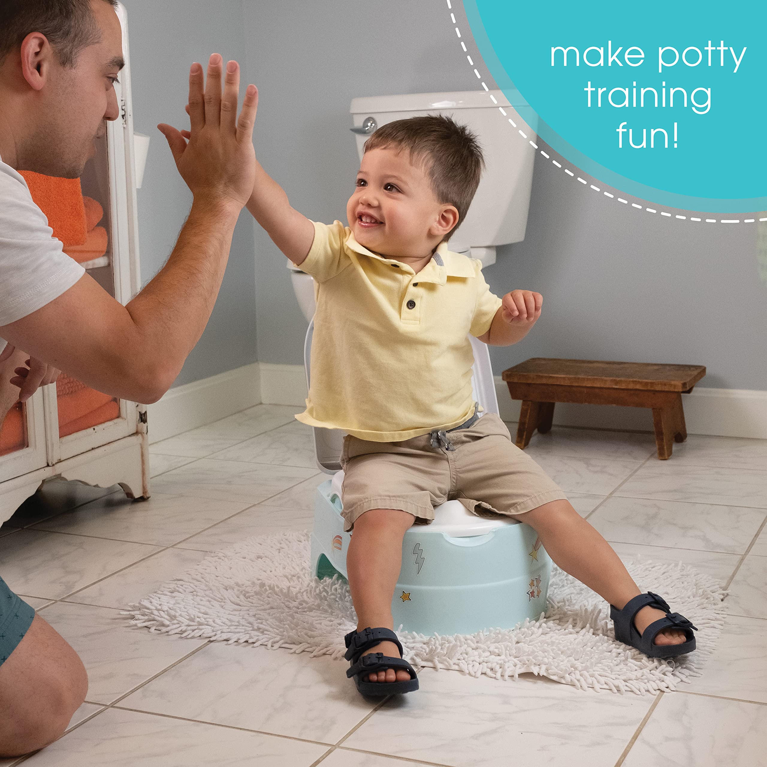 Summer Infant My Fun Potty Rewards (Blue)-3-Stage Potty Training Toilet- Includes Colorful Stickers and Training Chart,Removable Training Seat,Non-Slip Rubber Feet and Ability to Convert to Stepstool